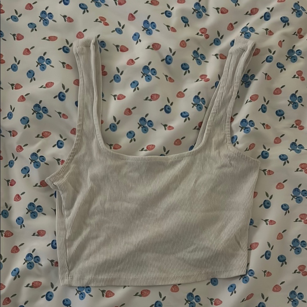 Ambiance Cream Fitted Crop Tank Top